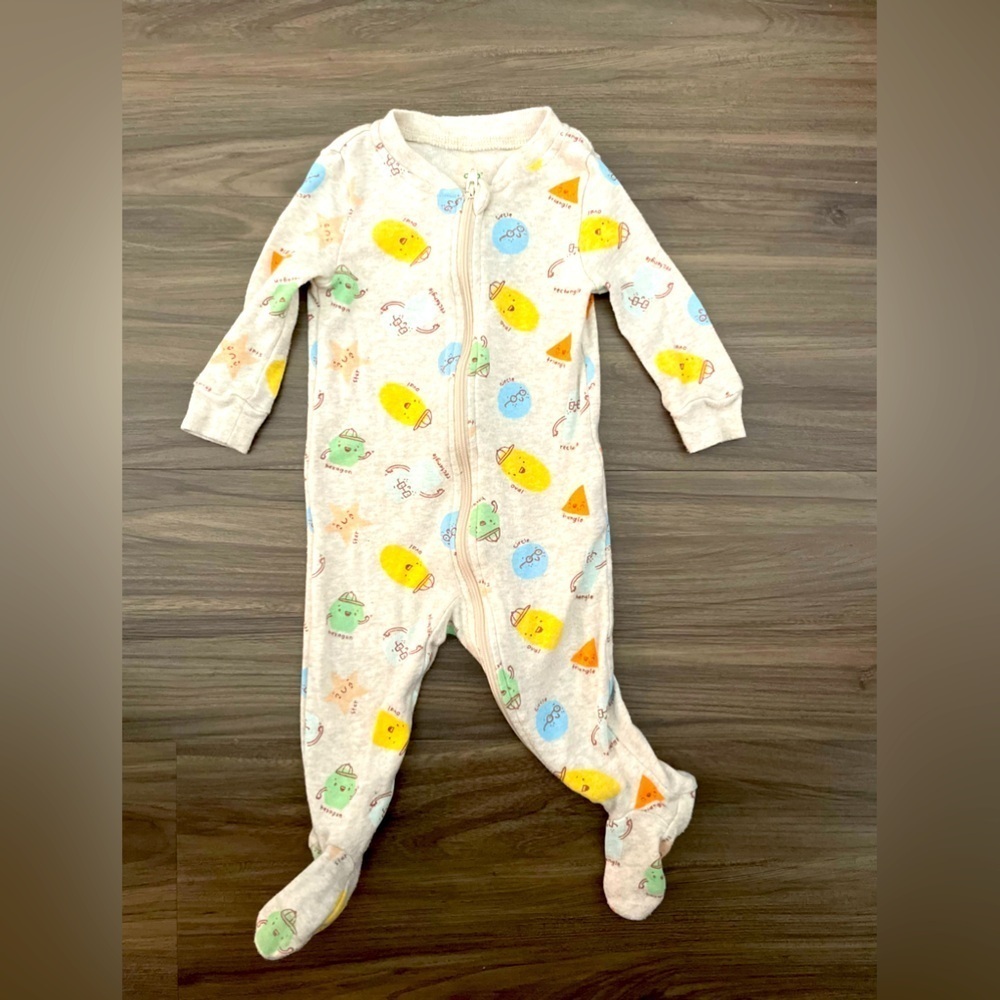 Dip Kids One Piece Footies - Yellow, Blue, Green Shapes Pattern size 3-6M
